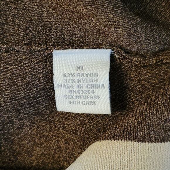 DRESSBARN Brown Collarless Preppy Varsity Long Sleeve Cardigan - Picture 8 of 9